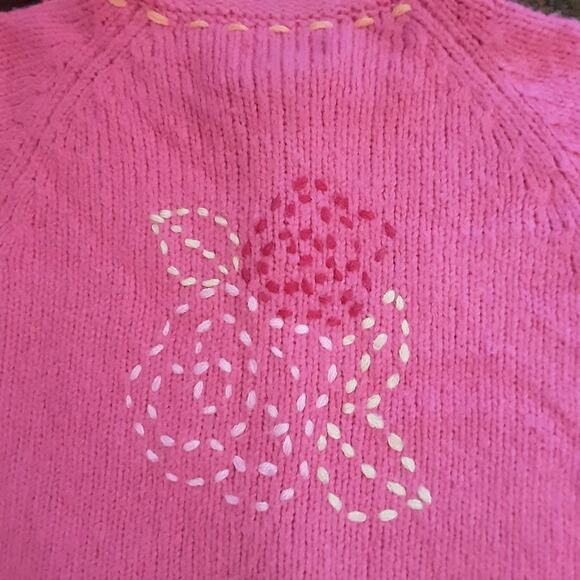 B. Lulu Los Angeles Pink Rose Embroidered Buttoned Sweater Cardigan Toddler 3T - Picture 11 of 12